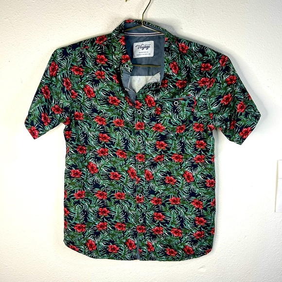 Craft + Flow Voyage Boys M 10/12 Hawaiian Aloha Shirt Floral Button-Up Summer - Picture 2 of 6